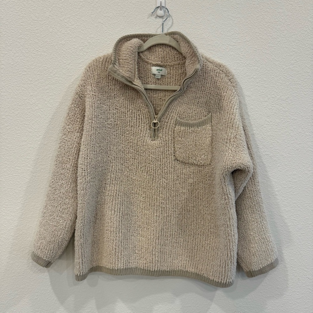 American Eagle Outfitters Cream Teddy Jacket